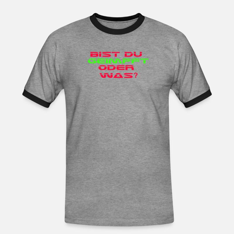 Bist Du geimpft oder was? - Männer Kontrast-T-Shirt - Grau meliert/Schwarz