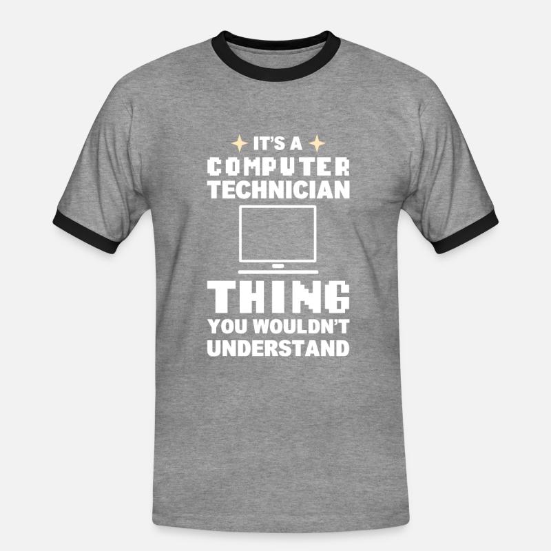 Lustiger Computerfreak Computertechniker - Männer Kontrast-T-Shirt - Grau meliert/Schwarz