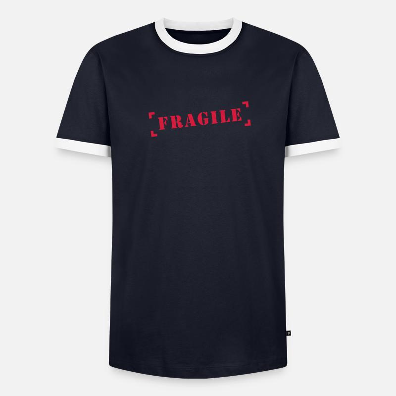 fragile, attention, prudence, fragile, attention, T-shirt contrasté Homme