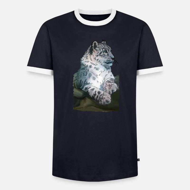 Snow leopard lying Men's Ringer Shirt
