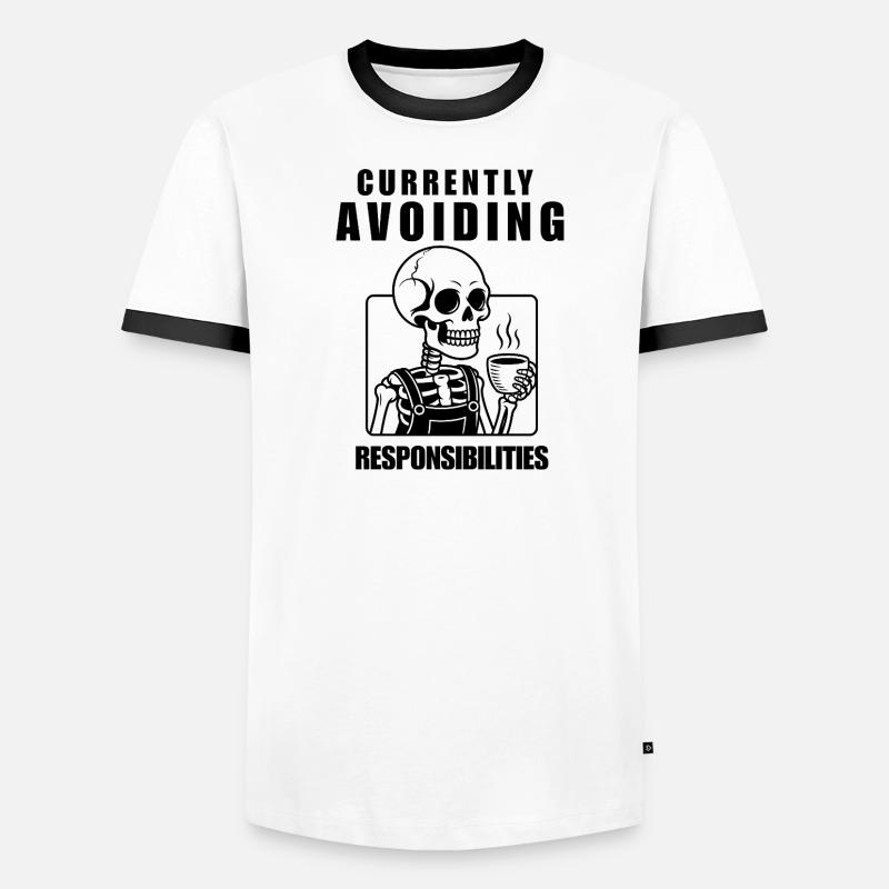Currently Avoiding Responsibilities Skeleton Men's Ringer Shirt