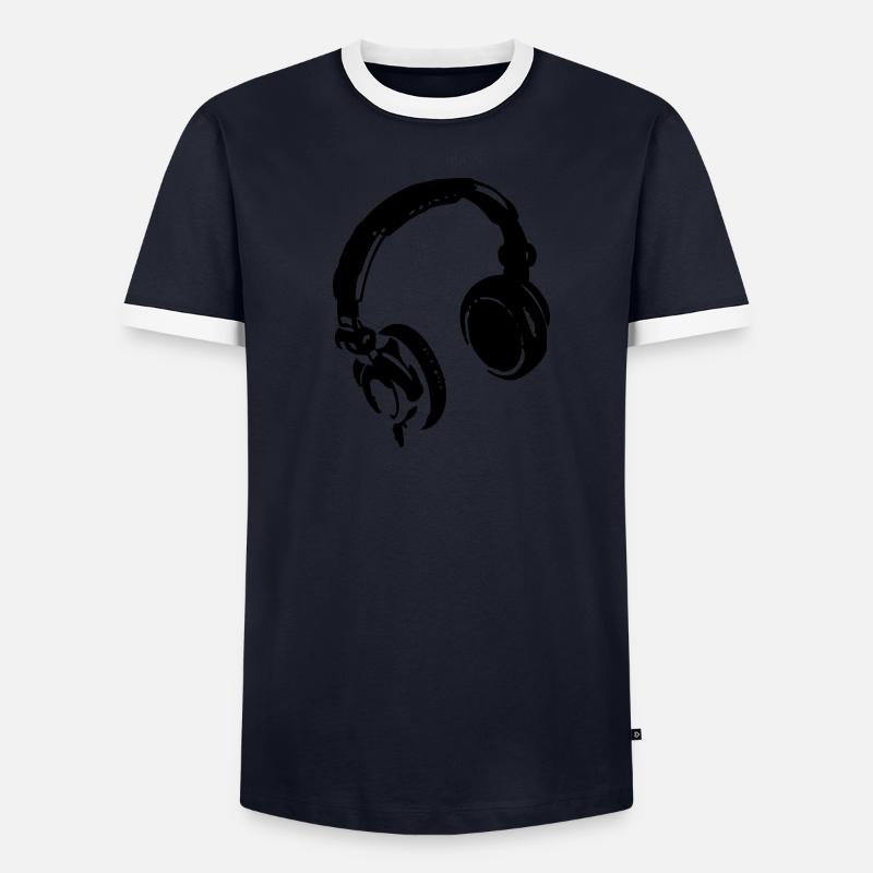 Kopfhörer Männer Kontrast-T-Shirt