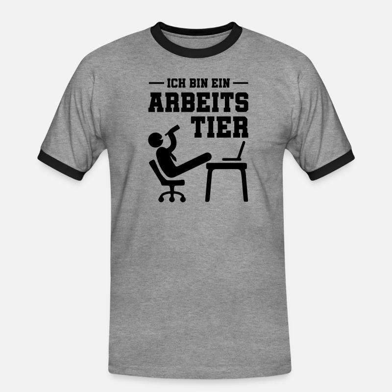 ich bin ein arbeitstier - Männer Kontrast-T-Shirt - Grau meliert/Schwarz