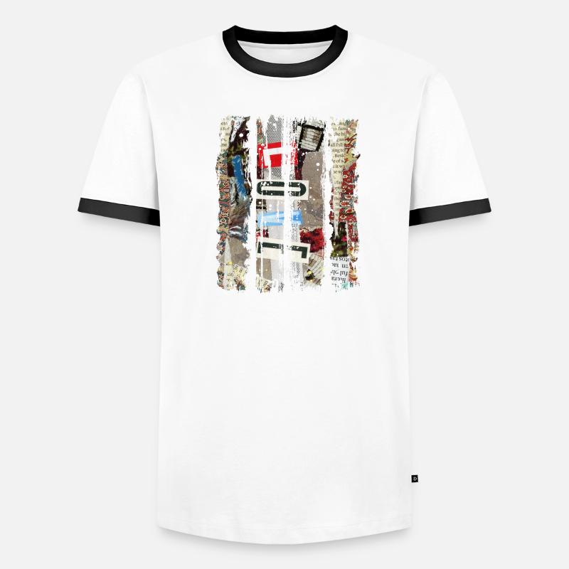 Zeitungsausschnitte Scrapbook Zeitschriften Alphabet Code Männer Kontrast-T-Shirt