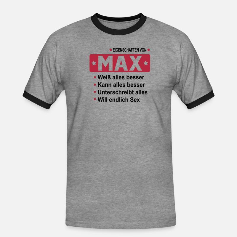 max - Männer Kontrast-T-Shirt - Grau meliert/Schwarz