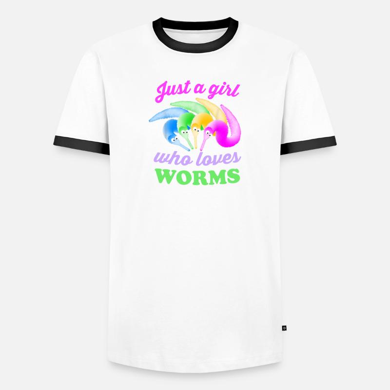 Wurm auf einer Schnur nur ein Mädchen, das Worms liebt Männer Kontrast-T-Shirt