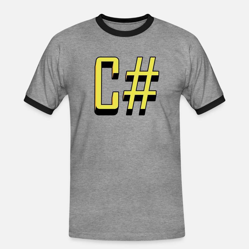 Programmiersprachen: C # / C sharp (Classic) - Männer Kontrast-T-Shirt - Grau meliert/Schwarz