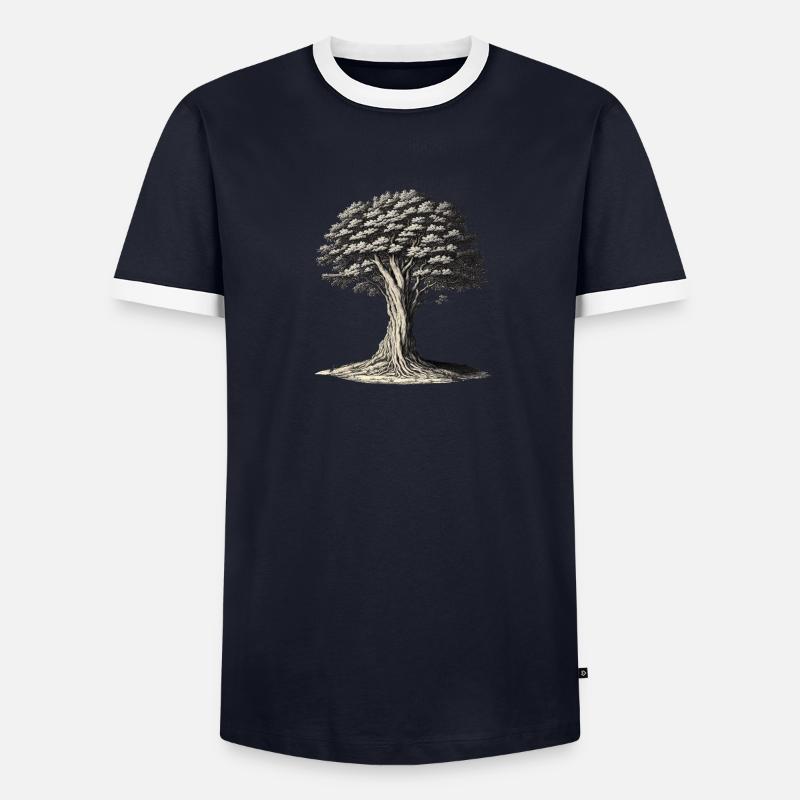 Arbre de style classique T-shirt contrasté Homme