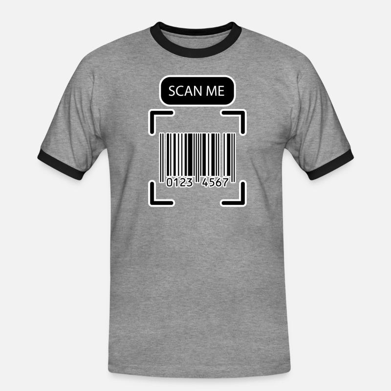 SCAN ME Barcode Lustiges Design - Männer Kontrast-T-Shirt - Grau meliert/Schwarz