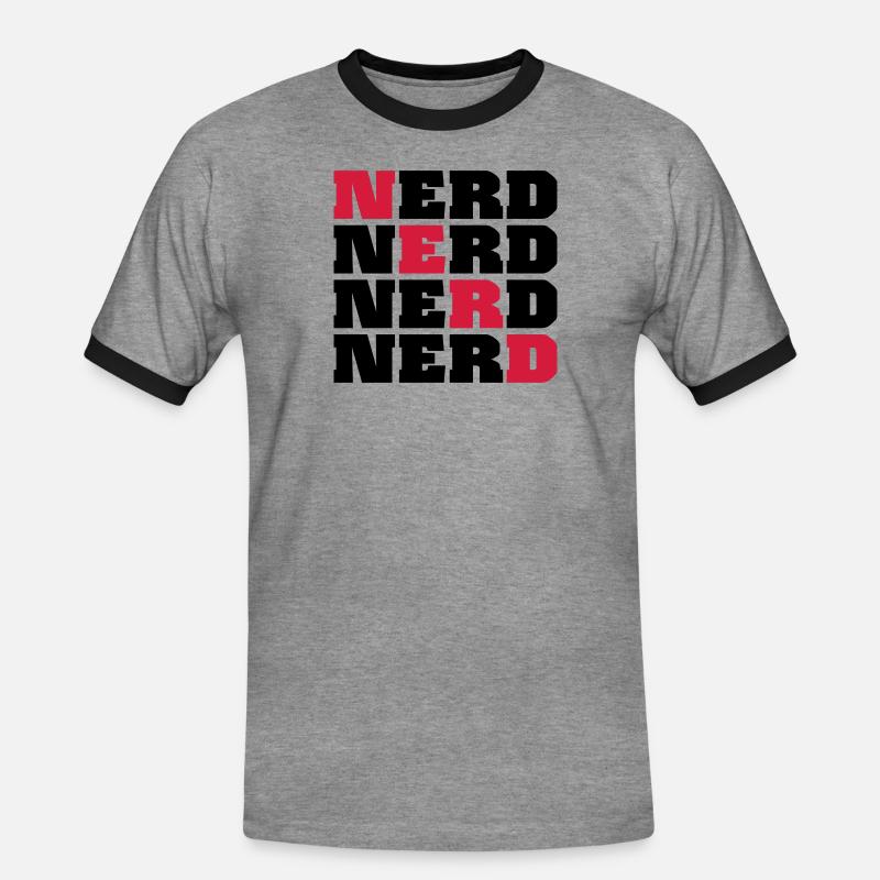 Nerd - Männer Kontrast-T-Shirt - Grau meliert/Schwarz