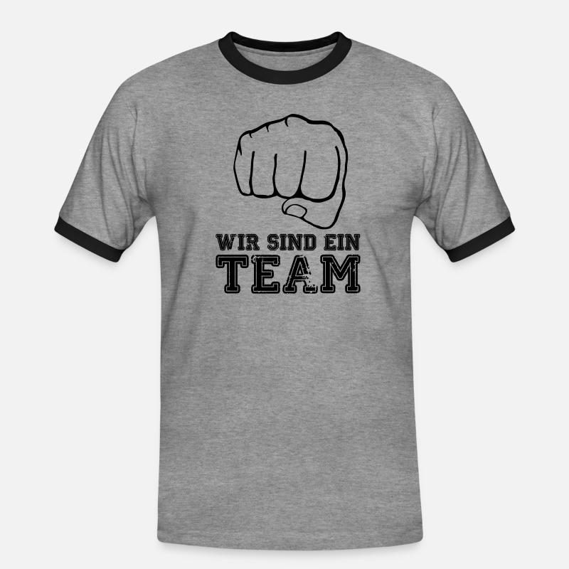 wir_sind_ein_team_faust - Männer Kontrast-T-Shirt - Grau meliert/Schwarz