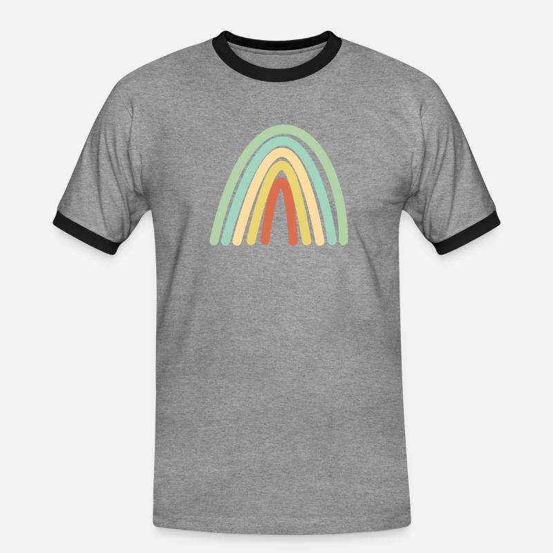 Boho Regenbogen Retro Geschenkidee - Männer Kontrast-T-Shirt - Grau meliert/Schwarz