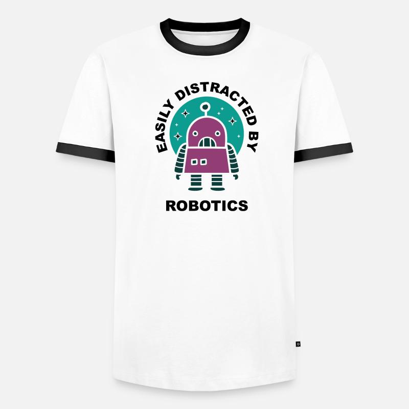 Distracted by Robots Students Robotic Engineer Men's Ringer Shirt