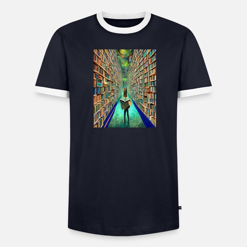 "Die Bücherei der Zeit" Männer Kontrast-T-Shirt