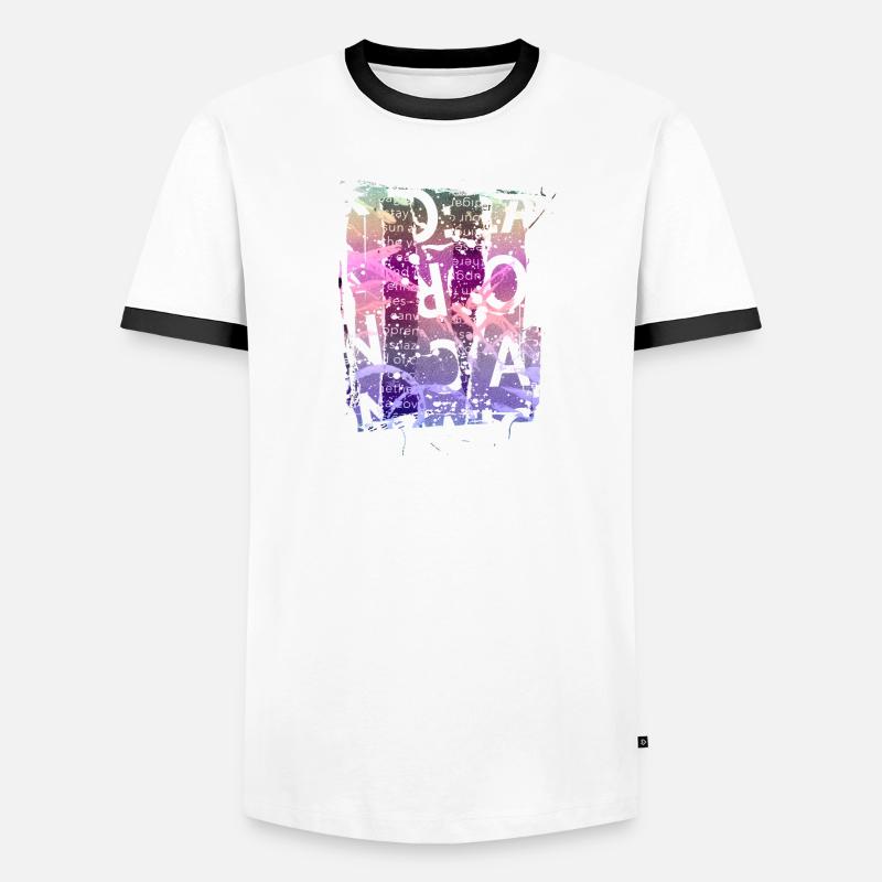 Newspaper Clips Scrapbook Magazines Alphabet Code Men's Ringer Shirt