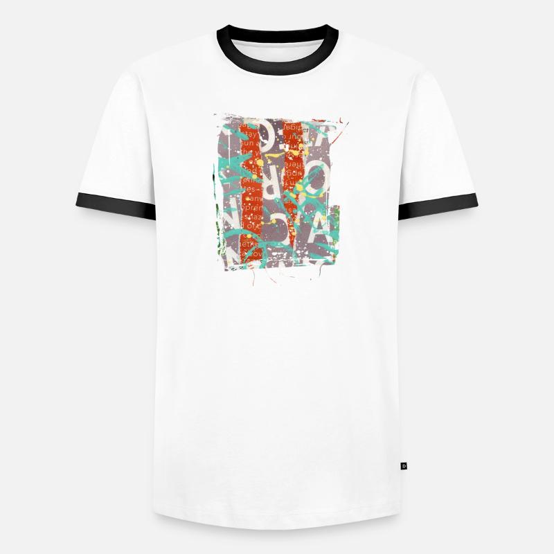 Newspaper Clips Scrapbook Magazines Alphabet Code Men's Ringer Shirt