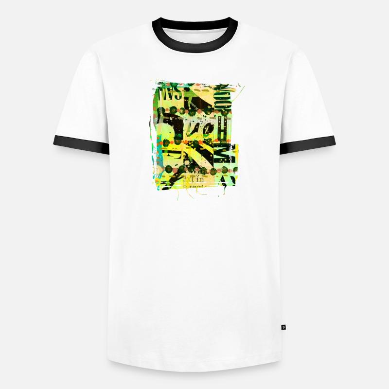 Newspaper Clips Scrapbook Magazines Alphabet Code Men's Ringer Shirt
