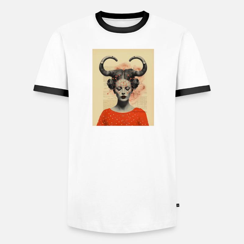 Steinbock Collage Kunst Astrologie Männer Kontrast-T-Shirt