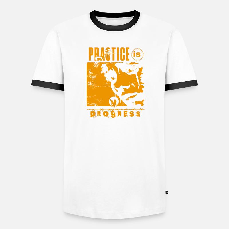 La pratique du paintball est un progrès, visage (orange) T-shirt contrasté Homme