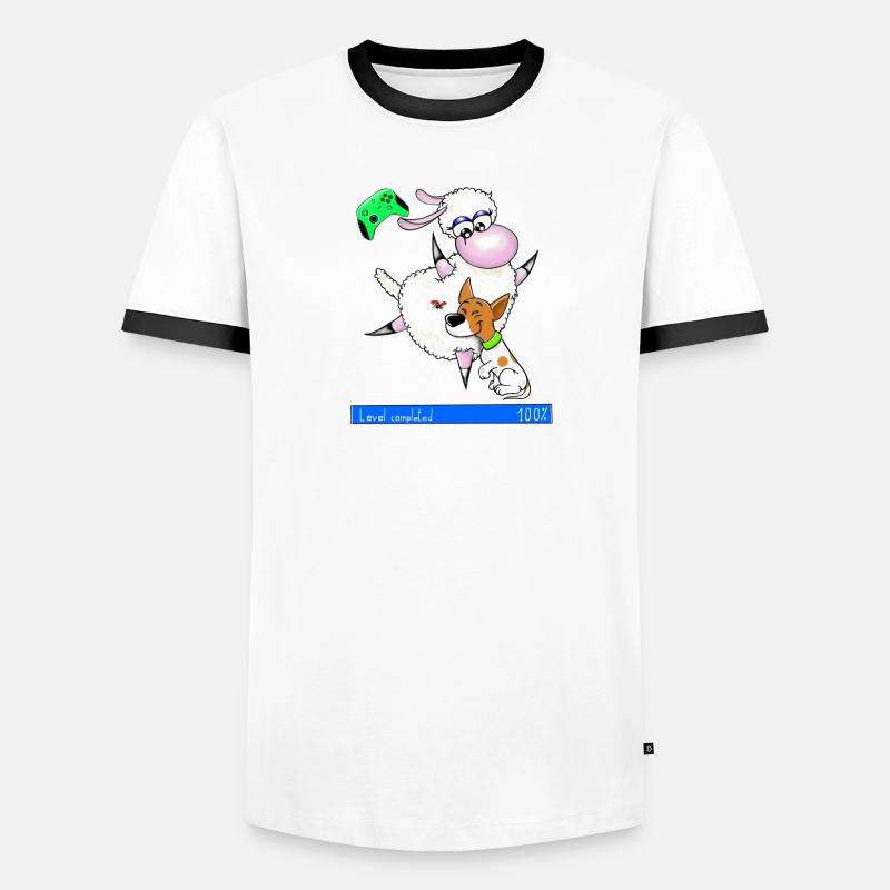 Gaming " Level complete " Wolly Sheepling Männer Kontrast-T-Shirt