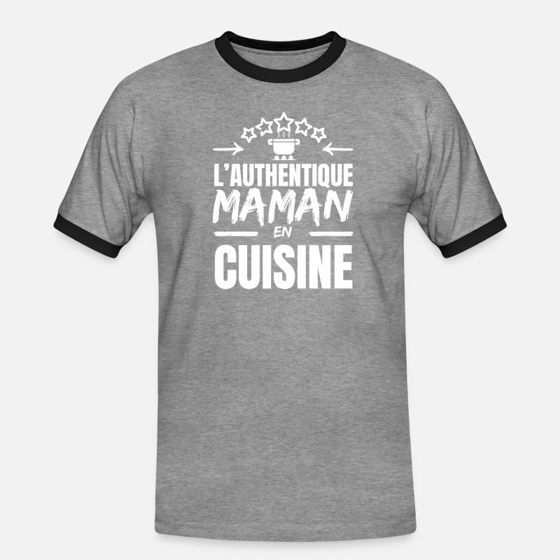DIE AUTHENTISCHE MUTTER - Männer Kontrast-T-Shirt - Grau meliert/Schwarz