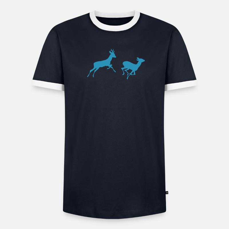 Hirsche Männer Kontrast-T-Shirt