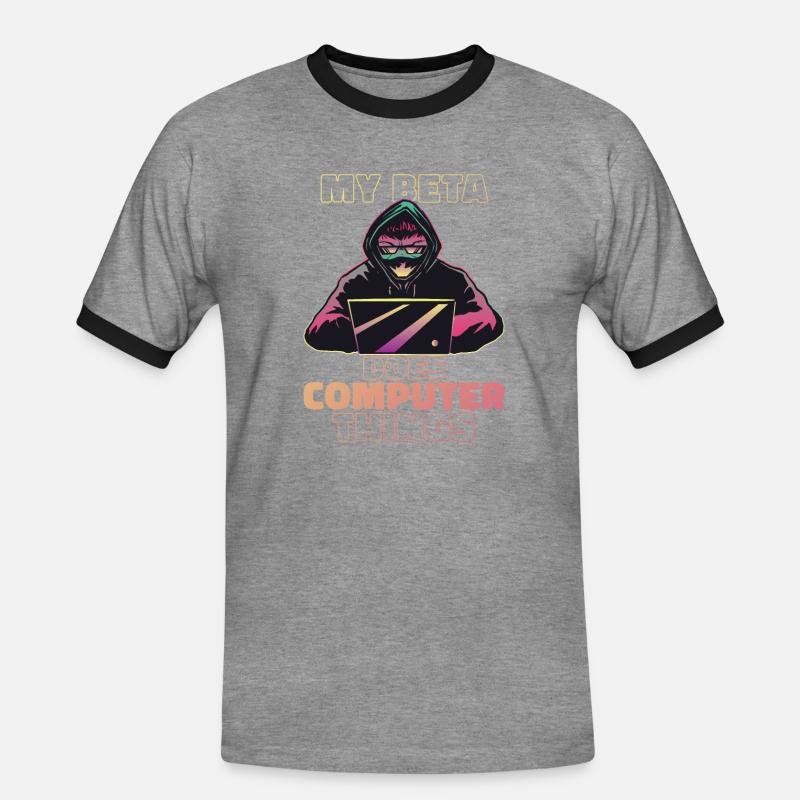 Mein Beta macht Computerdinge Programmierer - Männer Kontrast-T-Shirt - Grau meliert/Schwarz