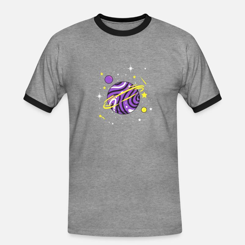 Nonbinary Space Planet Nonbinary Pride - Männer Kontrast-T-Shirt - Grau meliert/Schwarz