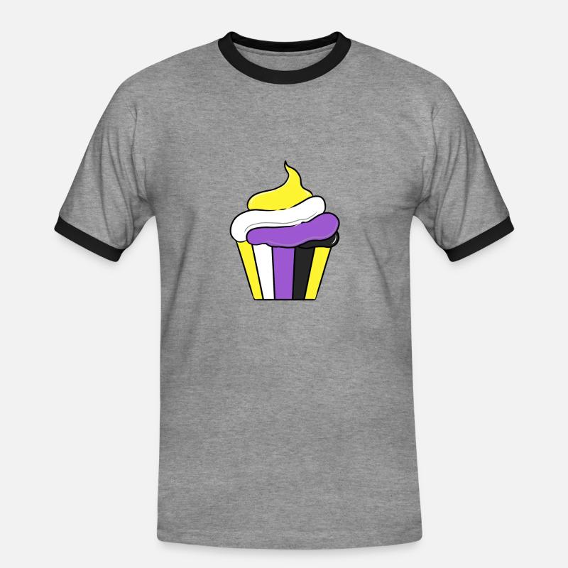 Nonbinary Cupcake Nonbinary Pride - Männer Kontrast-T-Shirt - Grau meliert/Schwarz