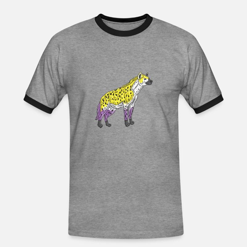 Hyena Non-binary pride Nonbinary Pride - Men's Ringer Shirt - heather grey/black