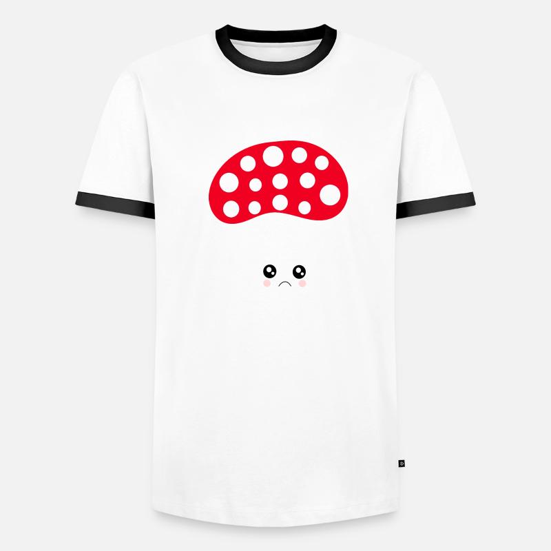 Kawaii champignon Toadstool mignon rouge avec visage T-shirt contrasté Homme