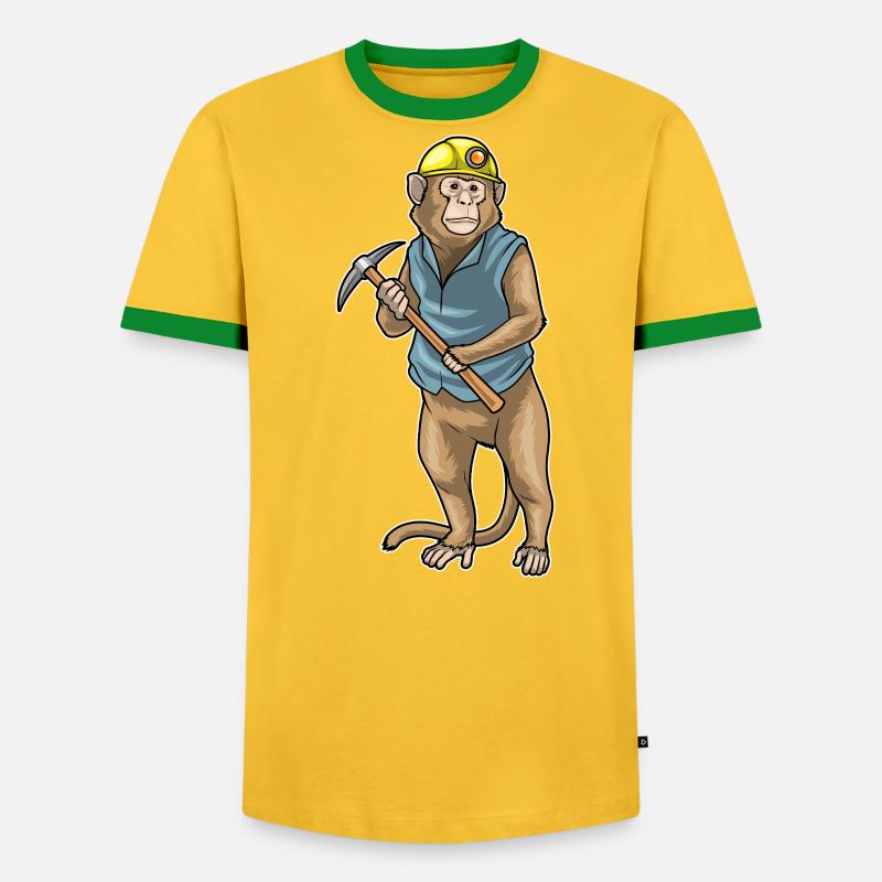 Monkey Miner Pickaxe Mining - Men's Ringer Shirt - undefined
