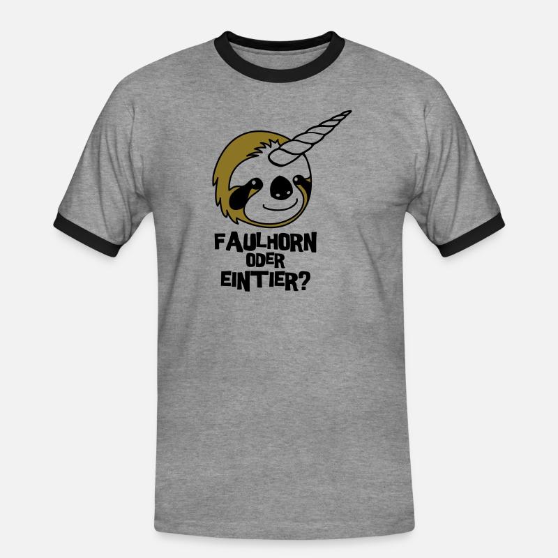 Faulhorn oder Eintier - Männer Kontrast-T-Shirt - Grau meliert/Schwarz