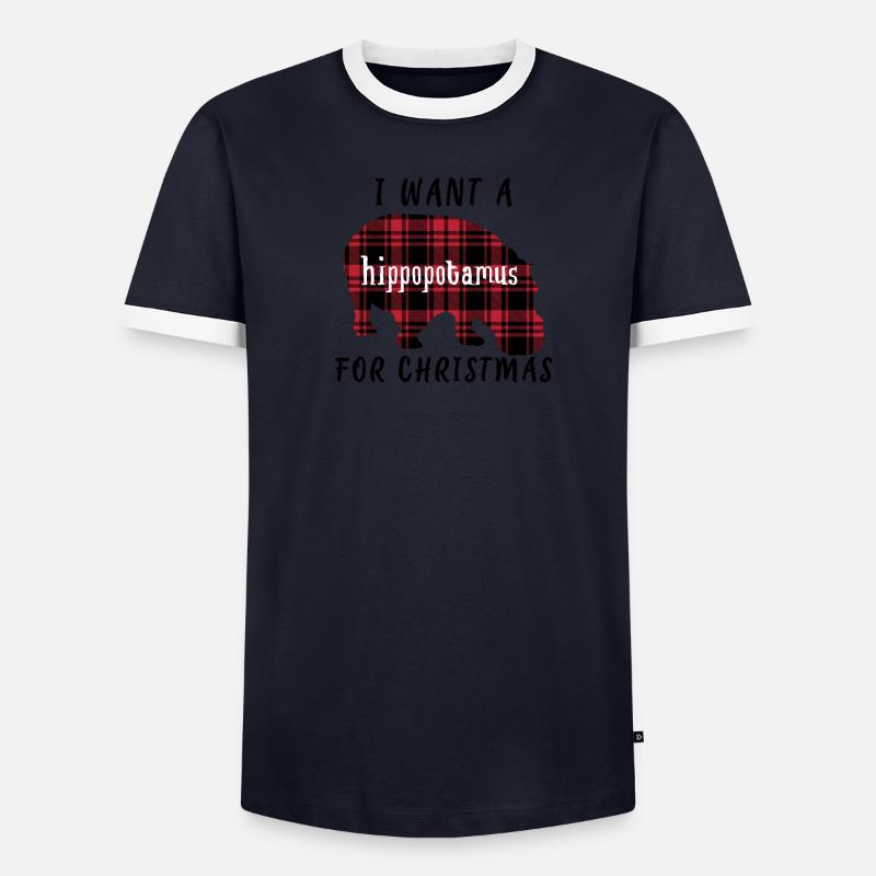 Ich will ein Nilpferd zu Weihnachten Männer Kontrast-T-Shirt
