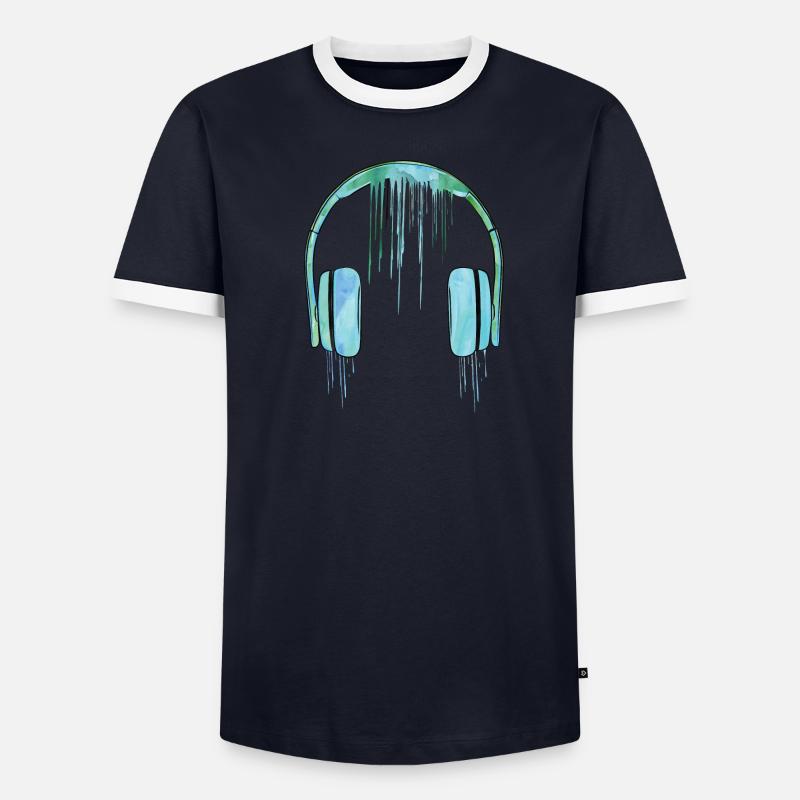 Kopfhörer-Tinte Männer Kontrast-T-Shirt