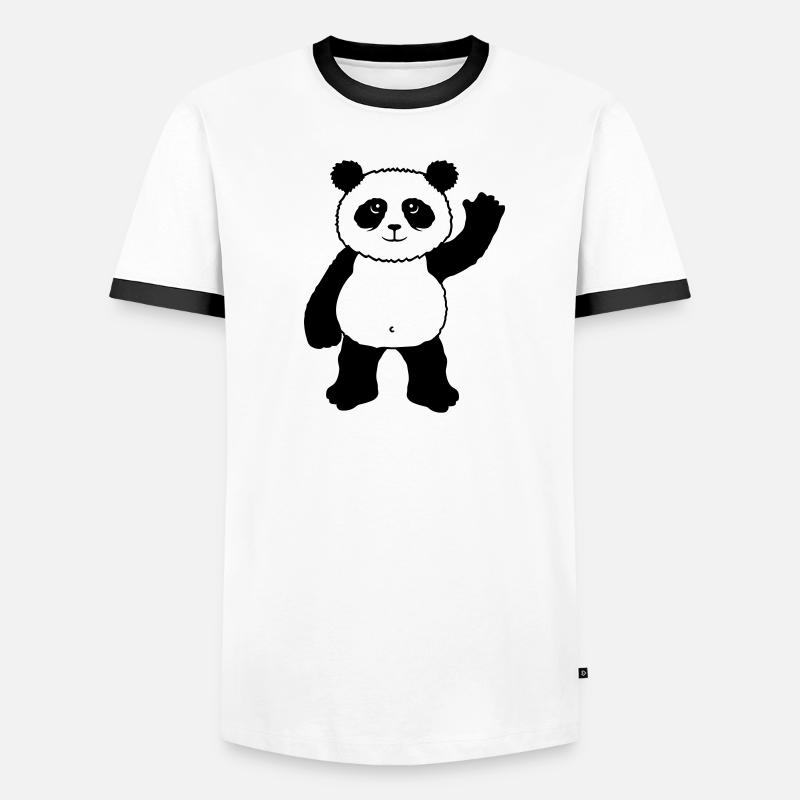 Upright standing panda bear waves friendly Men's Ringer Shirt