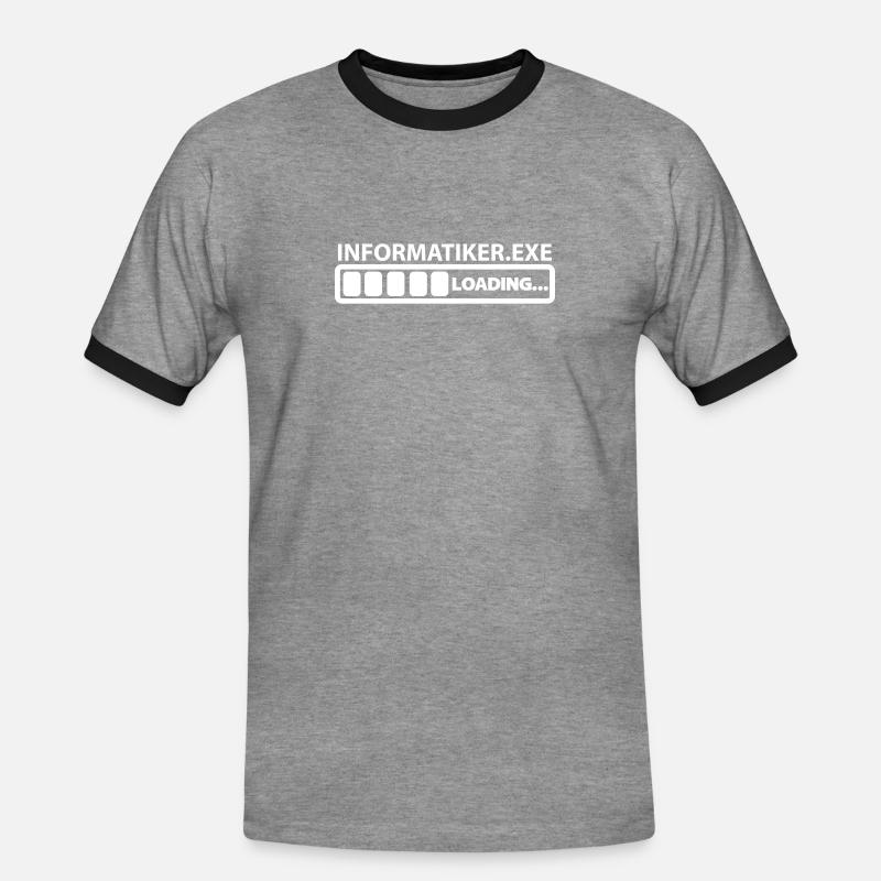 informatiker exe loading - Männer Kontrast-T-Shirt - Grau meliert/Schwarz