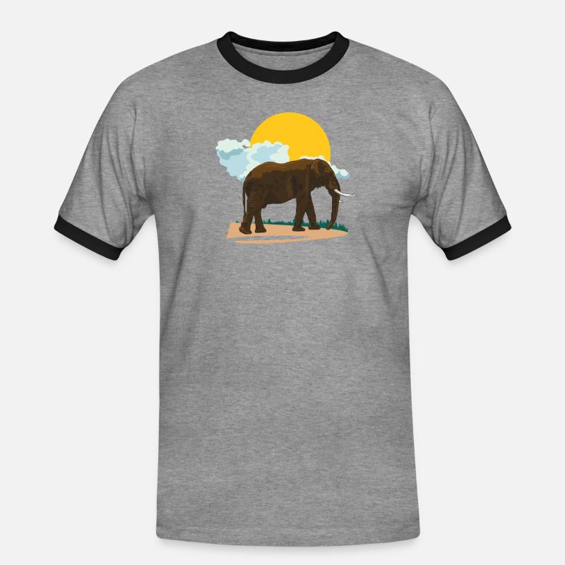 Elefant oder doch Elephant? - Männer Kontrast-T-Shirt - Grau meliert/Schwarz