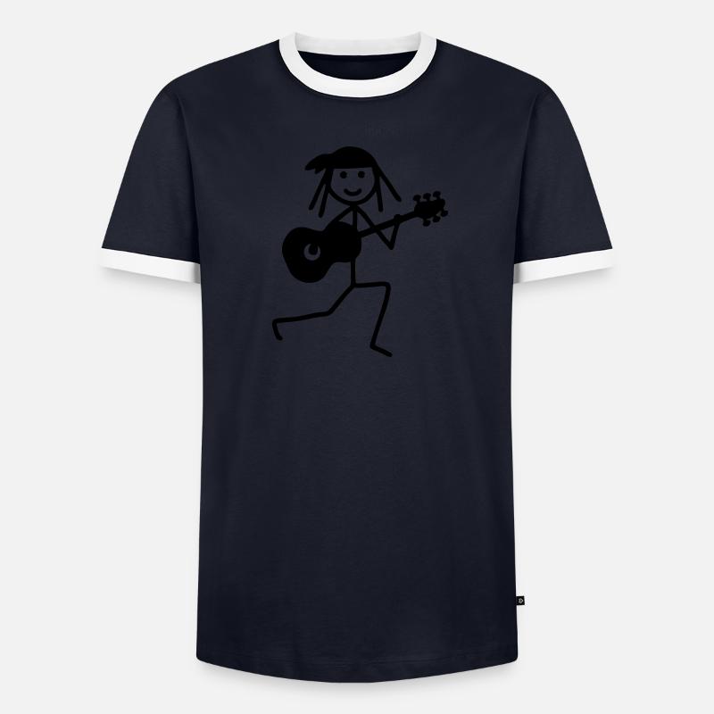 Strichmännchen - Gitarrist Männer Kontrast-T-Shirt