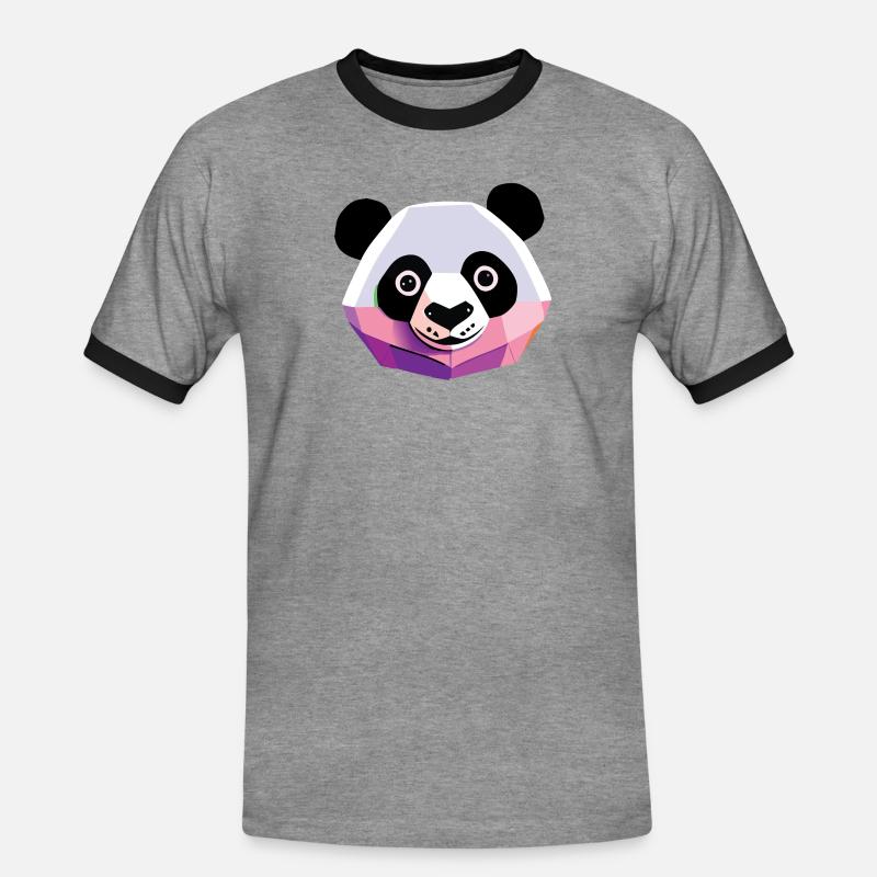 Panda Low Poly - Men's Ringer Shirt - heather grey/black