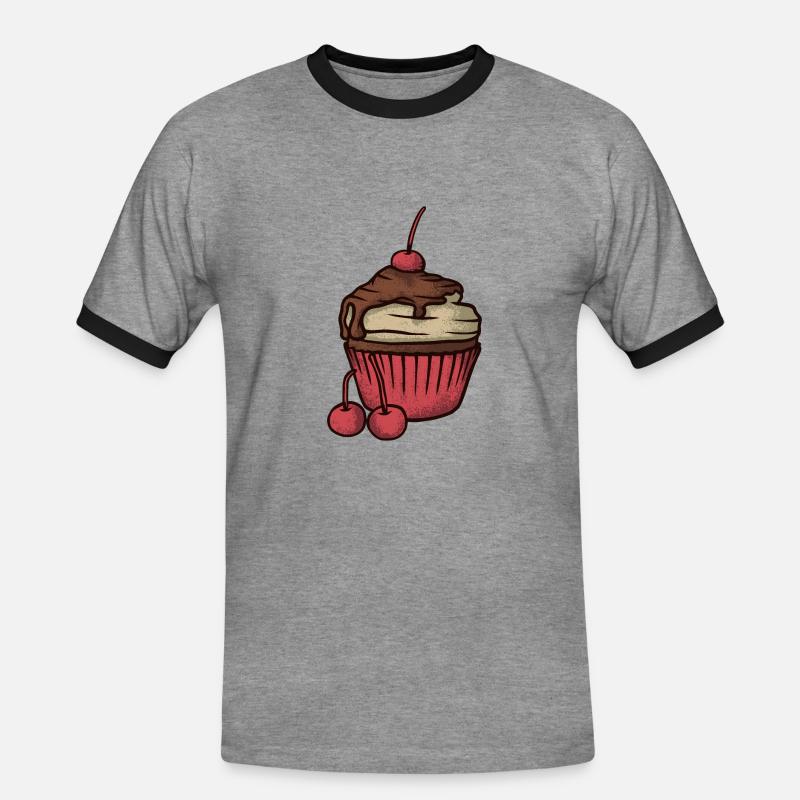 Cupcake - Men's Ringer Shirt - heather grey/black