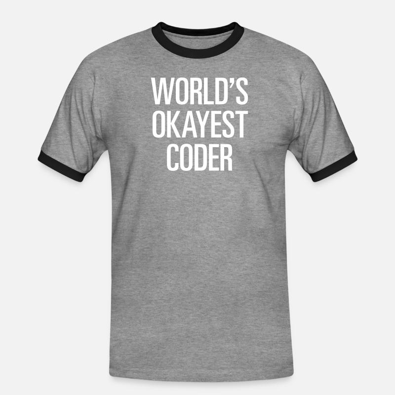 World's Okayest Coder - Männer Kontrast-T-Shirt - Grau meliert/Schwarz