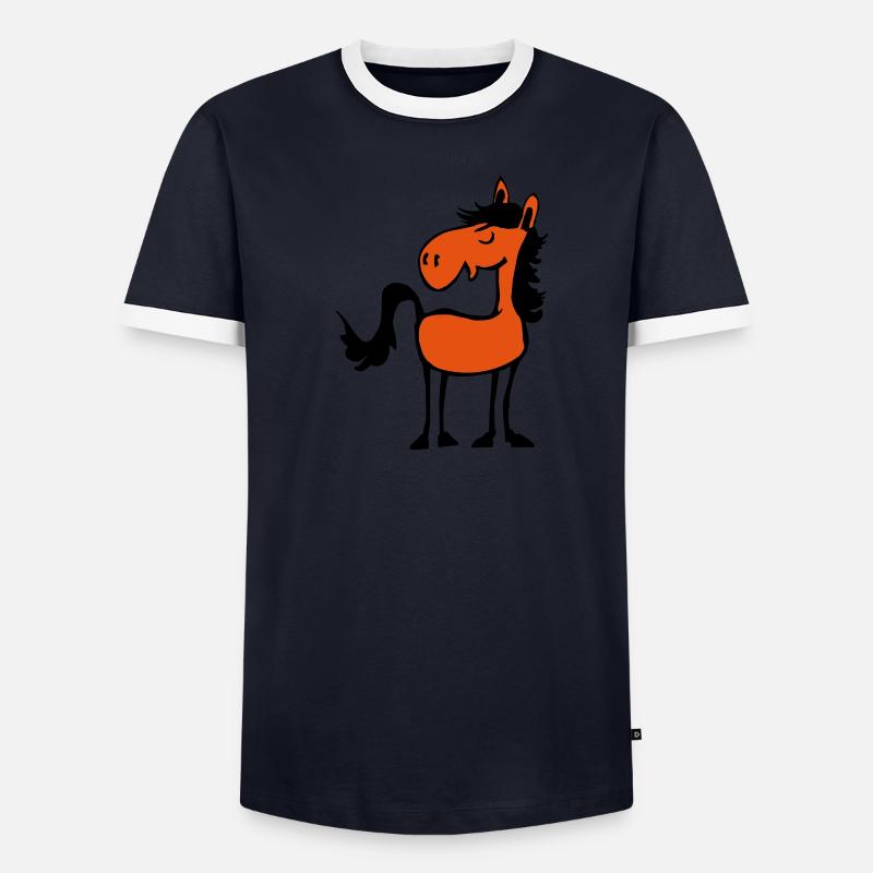 Pferd Männer Kontrast-T-Shirt
