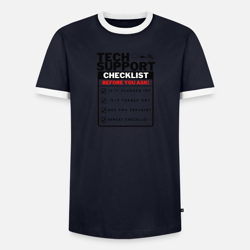 Funny Tech Support Checklist - Men's Ringer Shirt - undefined