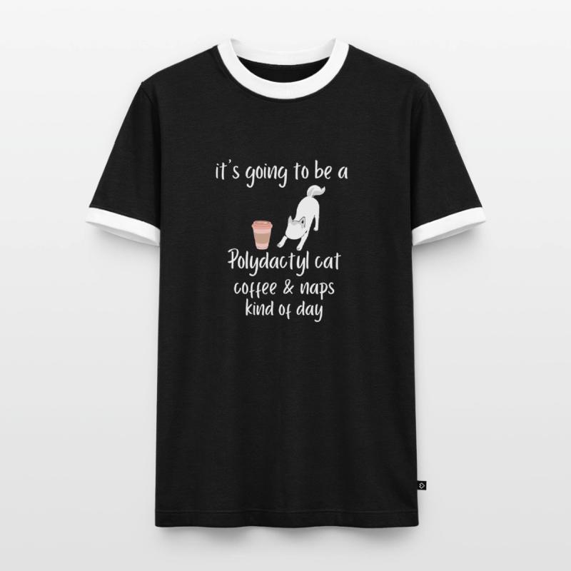es wird ein Polydactyl Katze Kaffee Nickerchen Tee Männer Kontrast-T-Shirt