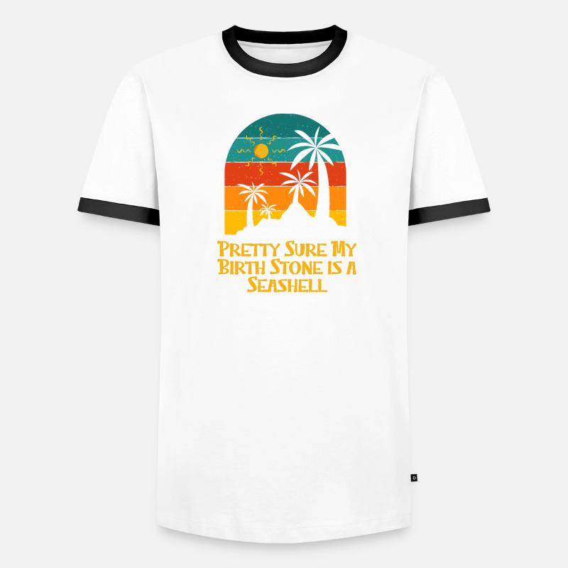 La pierre de naissance est Seashell Beach Vacation Ocean Trip T-shirt contrasté Homme