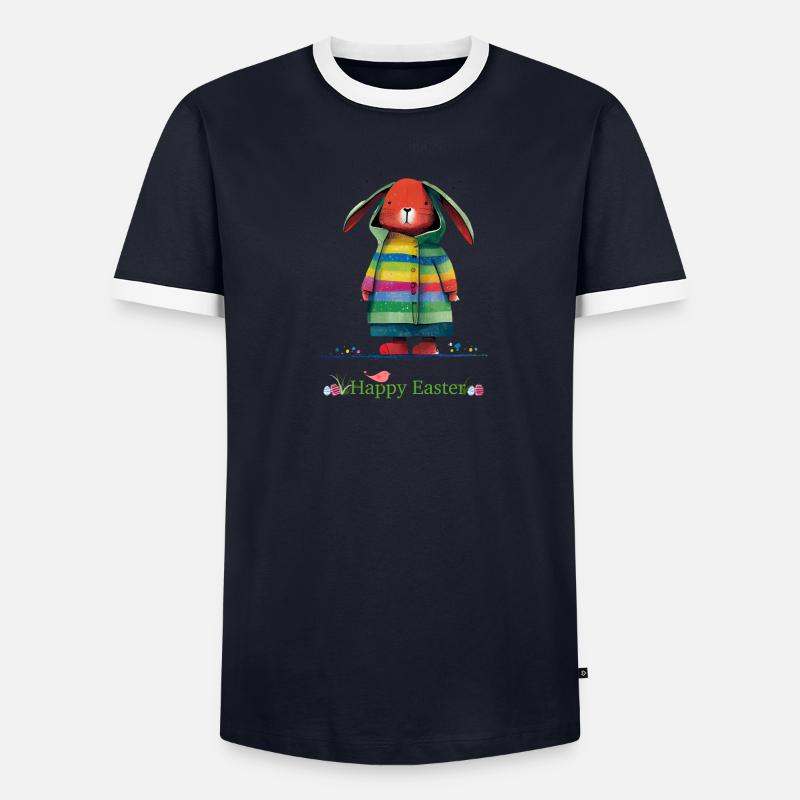 Joyeuses Pâques | Joyeuse illustration de lapin de Pâques T-shirt contrasté Homme