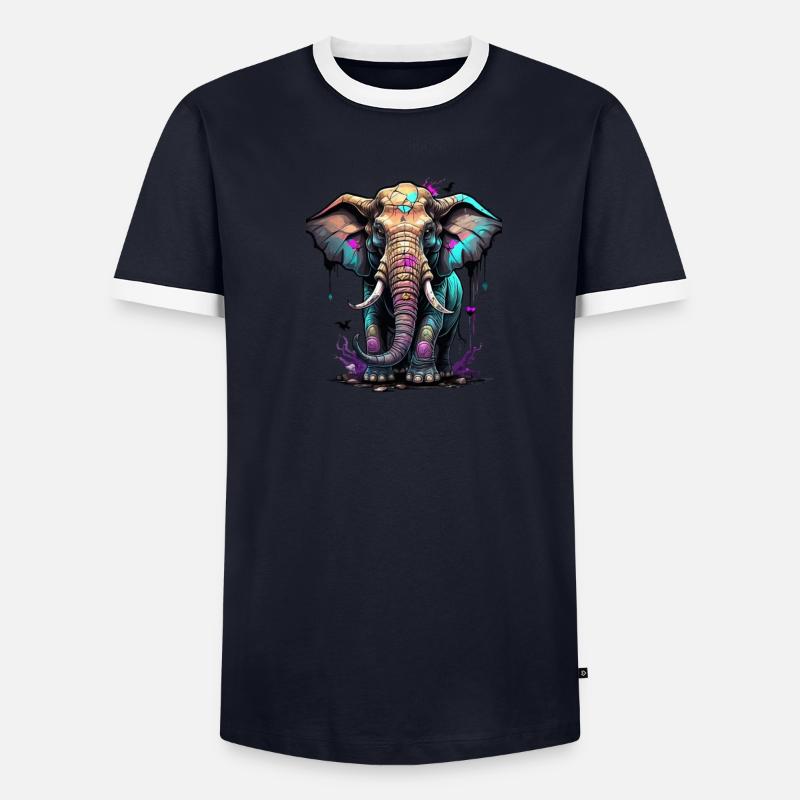 Graffiti éléphant T-shirt contrasté Homme