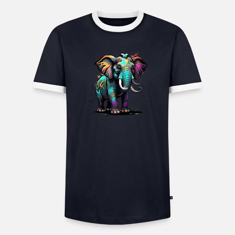 Graffiti éléphant T-shirt contrasté Homme