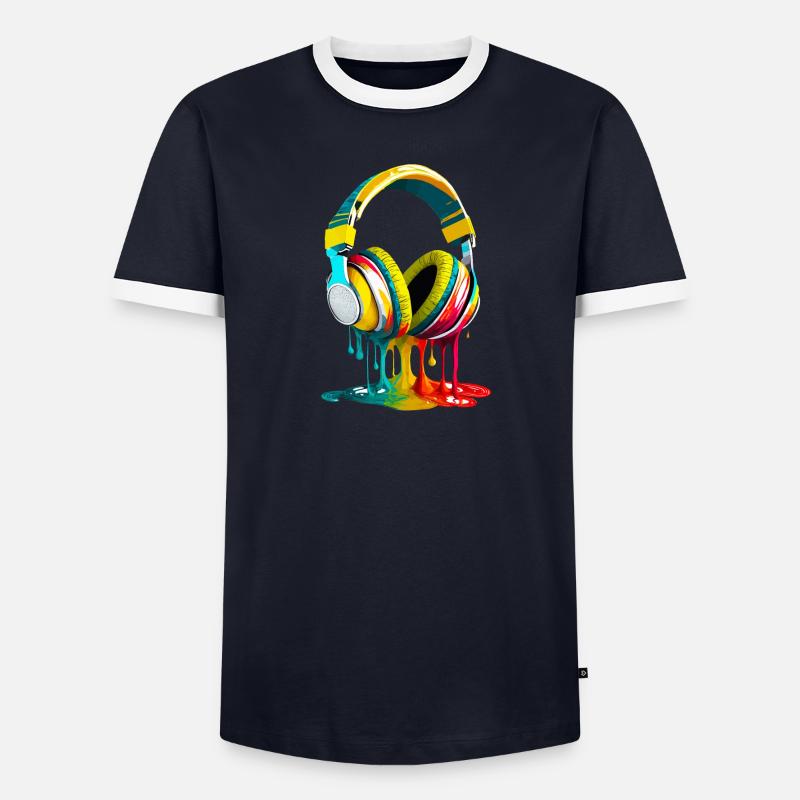 Kopfhörer Männer Kontrast-T-Shirt